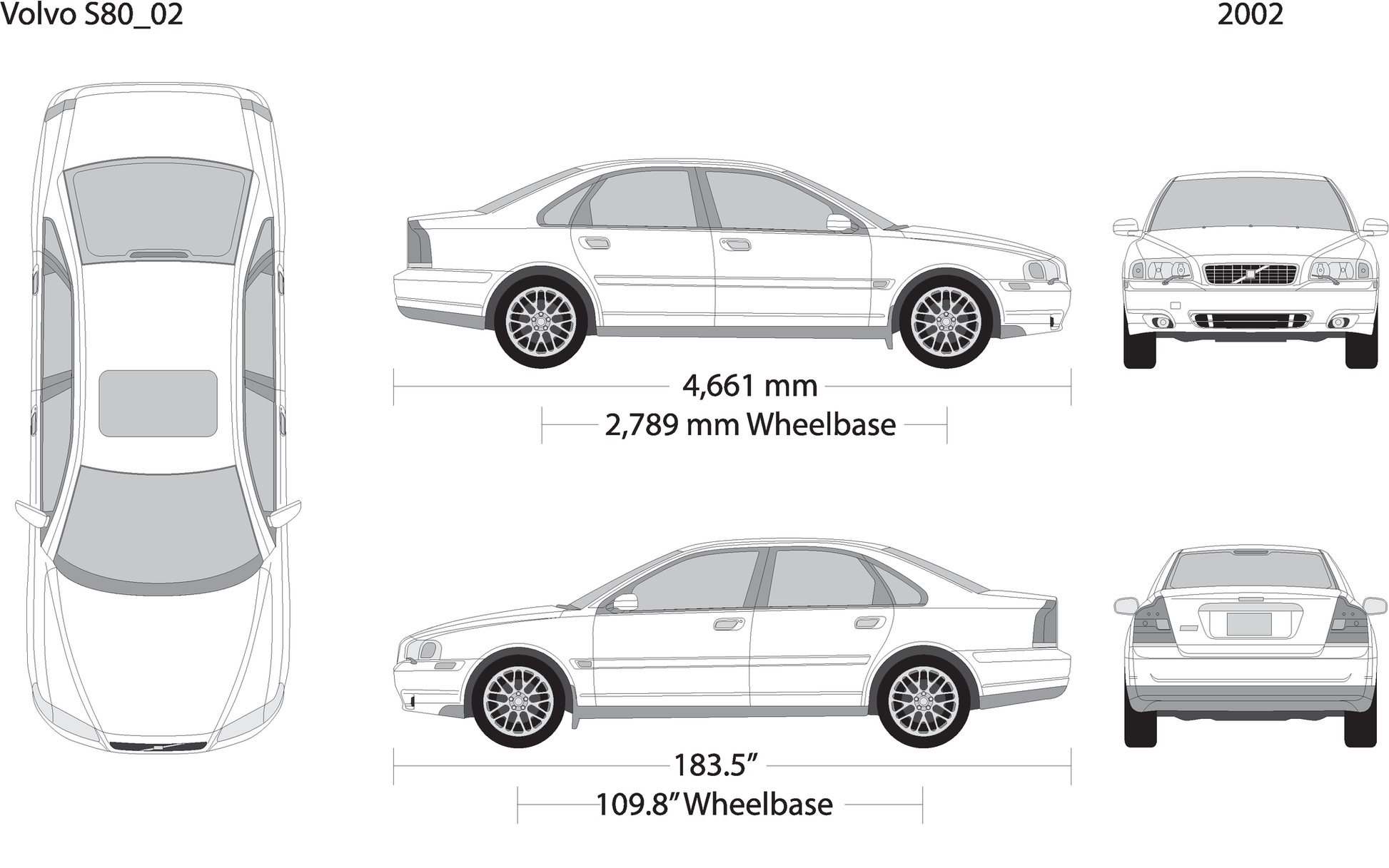 2002 Volvo Volvo S80 V02 Vehicle Wrap Template