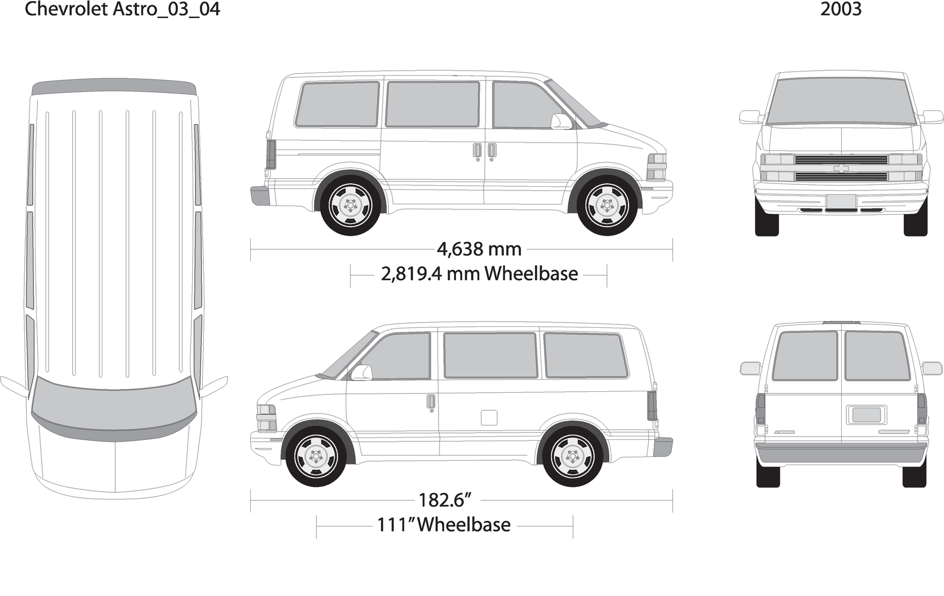 2003 Chevy Astro V04 Vehicle Wrap Template