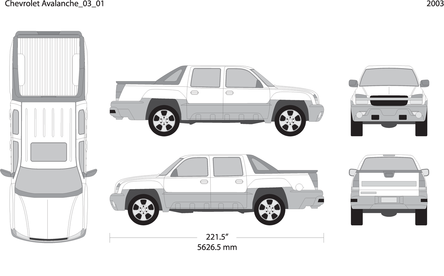 2003 Chevy Avalanche V01 Vehicle Wrap Template
