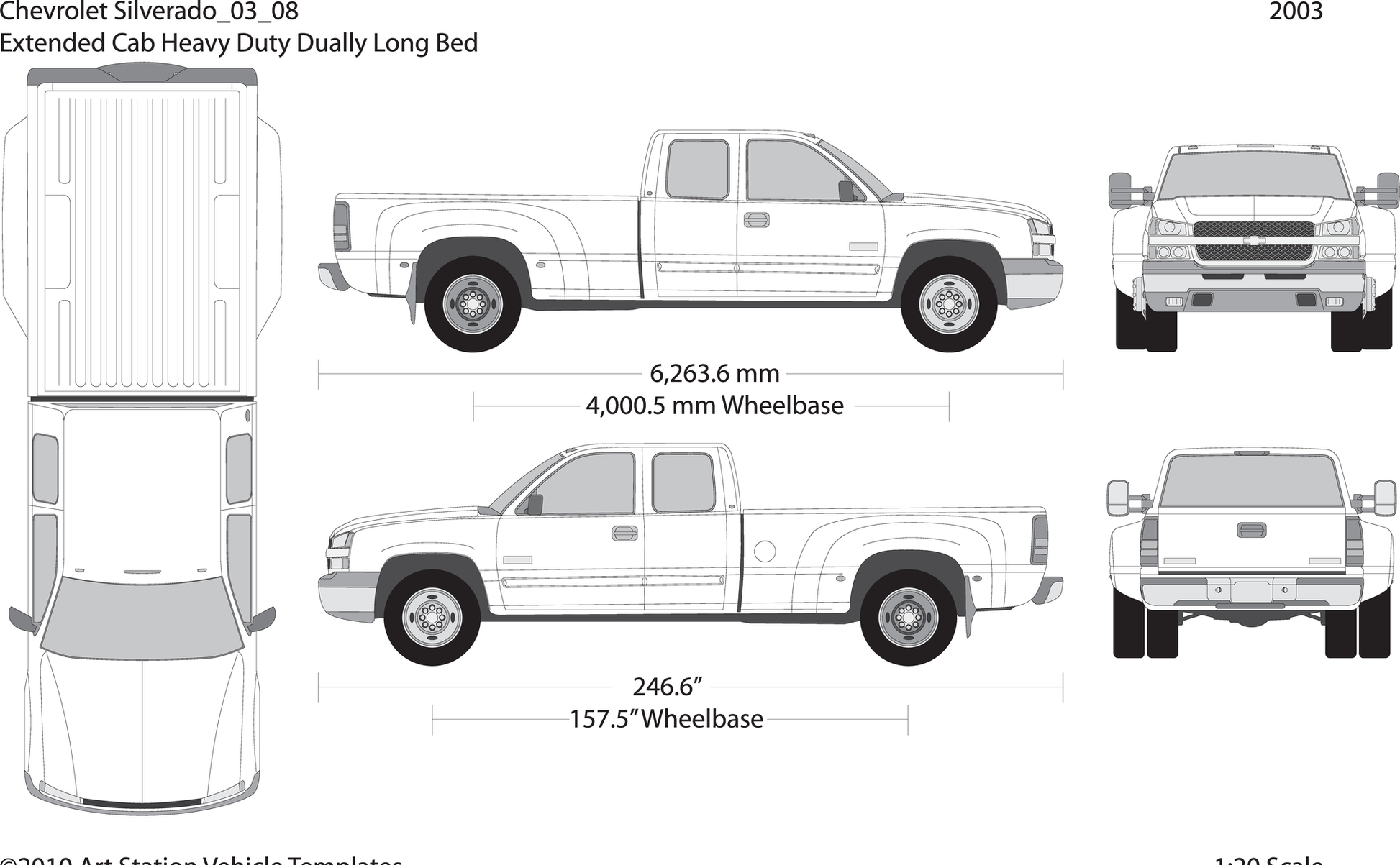 2003 Chevy Silverado 2500 3500 Hd V08 Vehicle Wrap Template