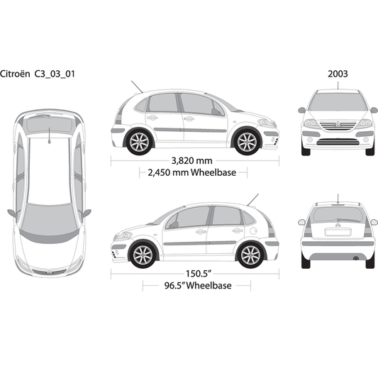2003 Citroen C3 V01 Vehicle Wrap Template