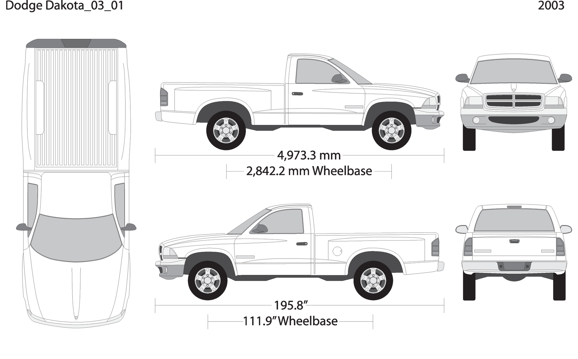 2003 Dodge Dakota V01 Vehicle Wrap Template