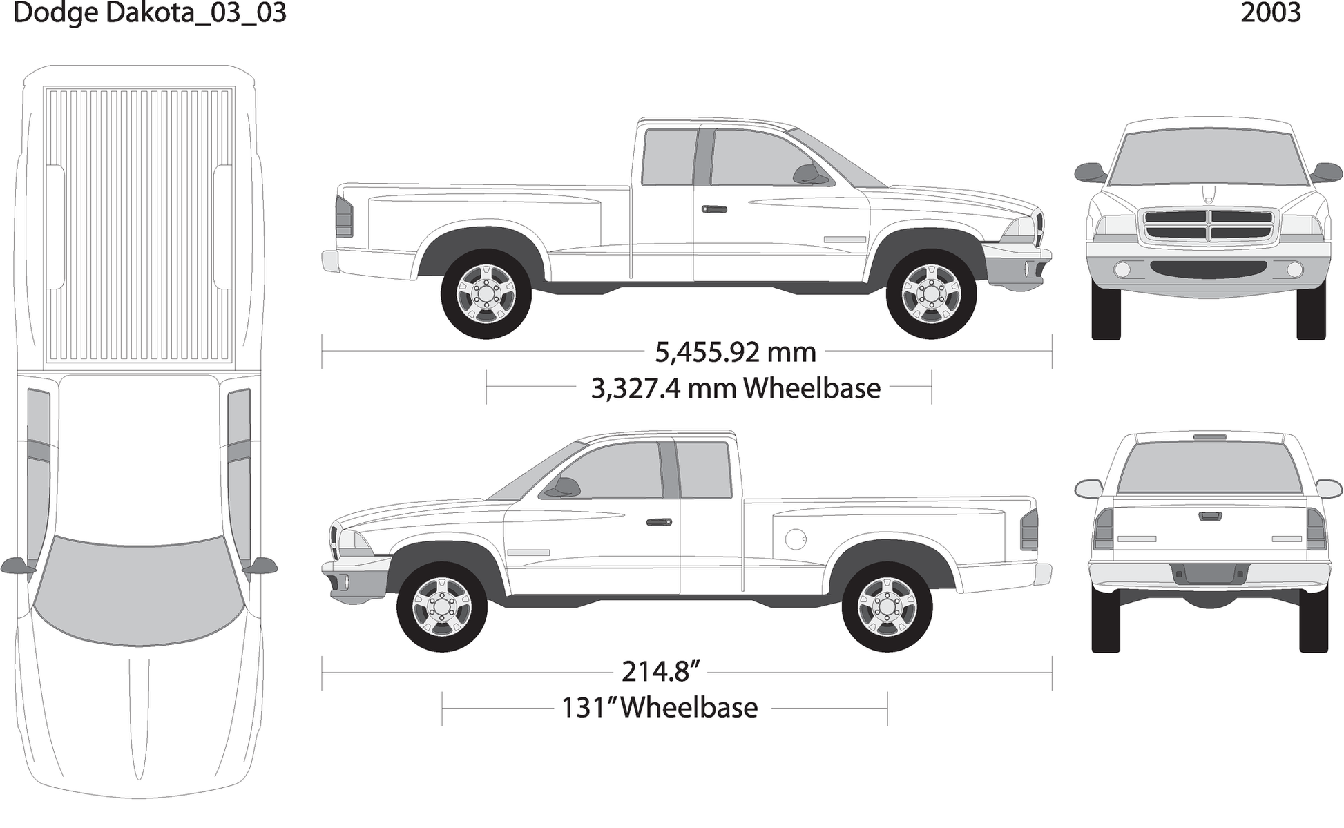 2003 Dodge Dakota V03 Vehicle Wrap Template