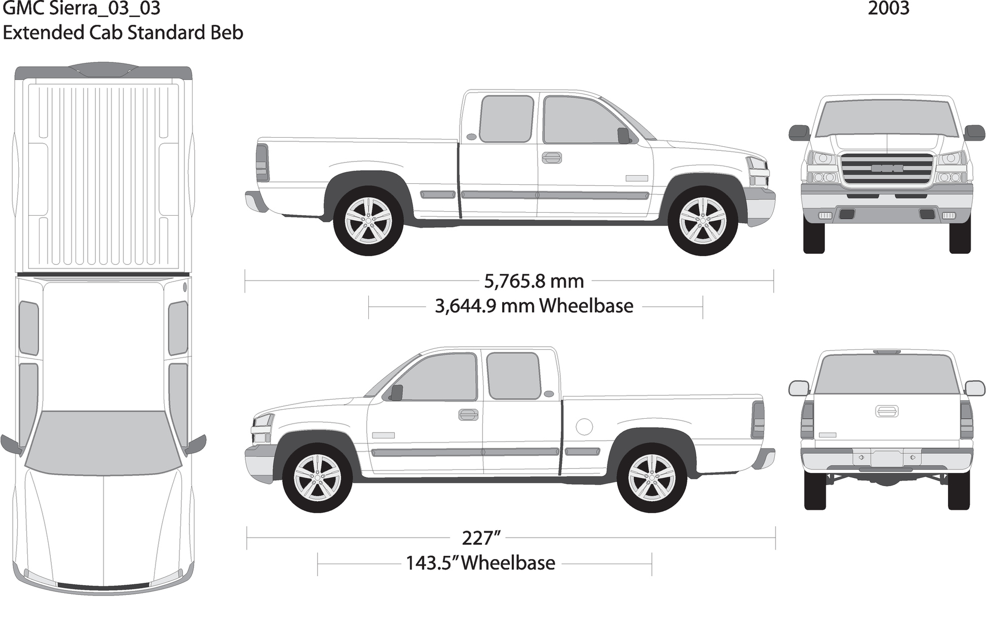 2003 Gmc Sierra 1500 V03 Vehicle Wrap Template