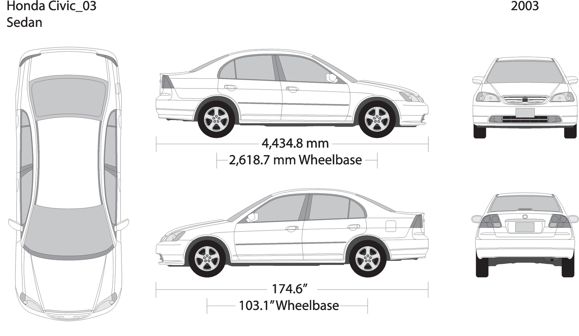 2003 Honda Civic Sedan V03 Vehicle Wrap Template