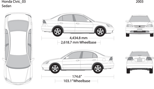 2003 Honda Civic Sedan V03 Vehicle Wrap Template