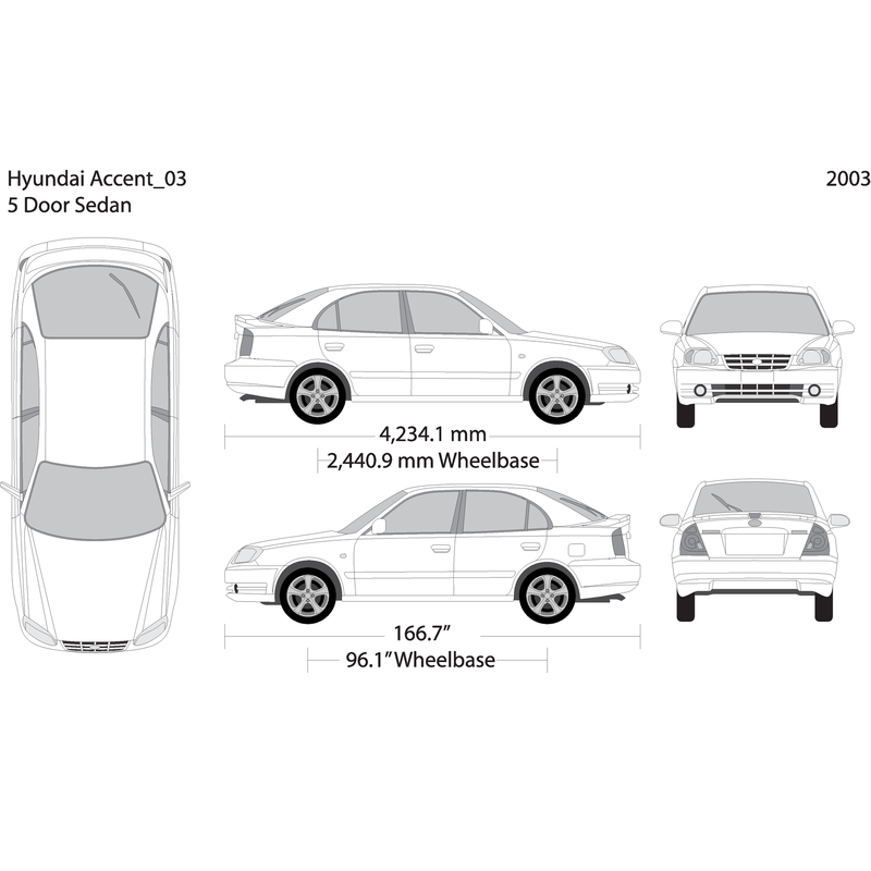 2003 Hyundai Accent Sedan V03 Vehicle Wrap Template