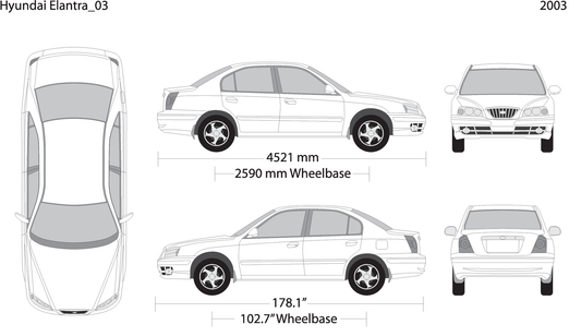 2003 Hyundai Elantra V03 Vehicle Wrap Template