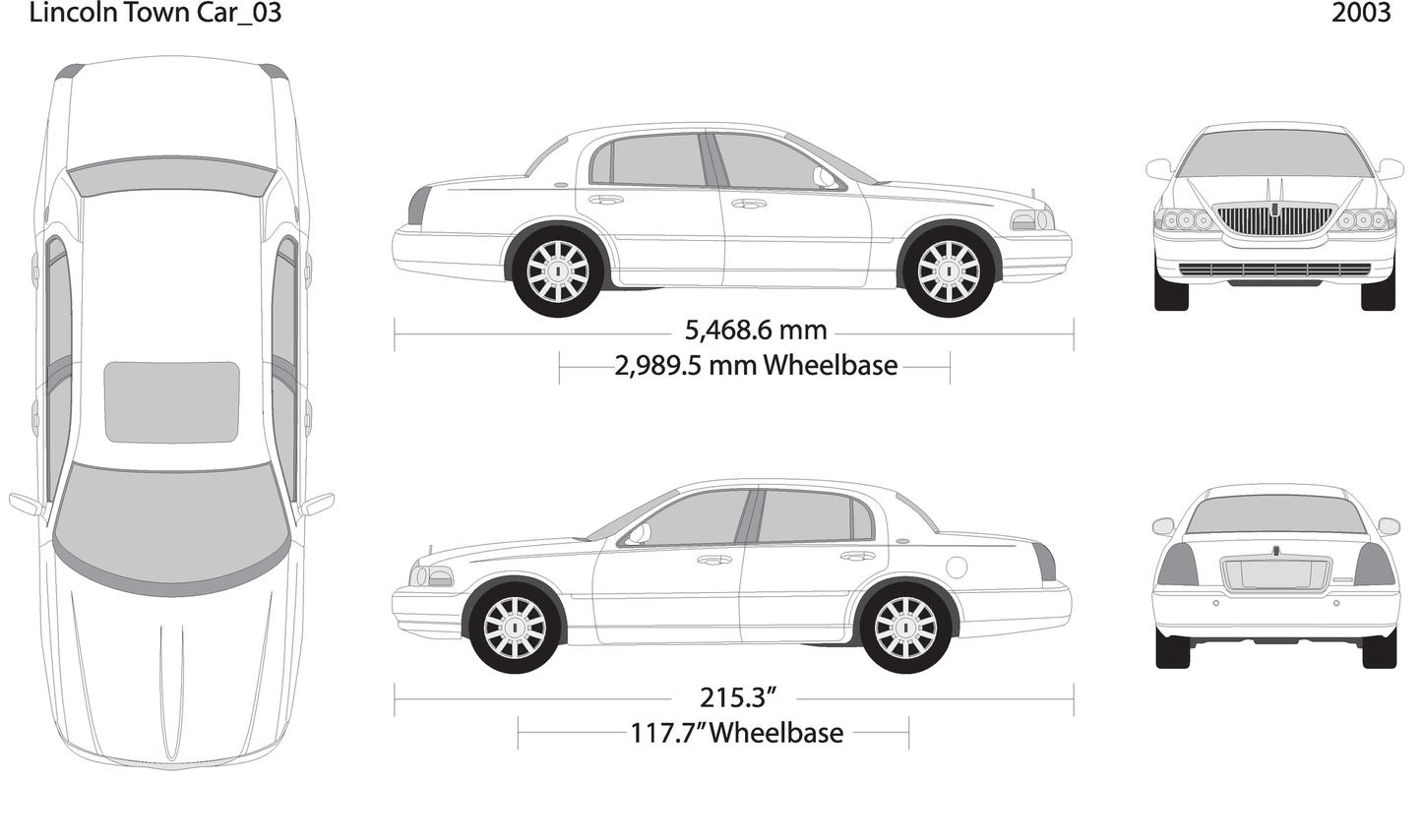 2003 Lincoln Town Car V03 Vehicle Wrap Template