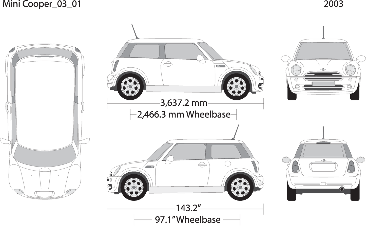 2003 Mini Cooper Mini Hardtop V01 Vehicle Wrap Template