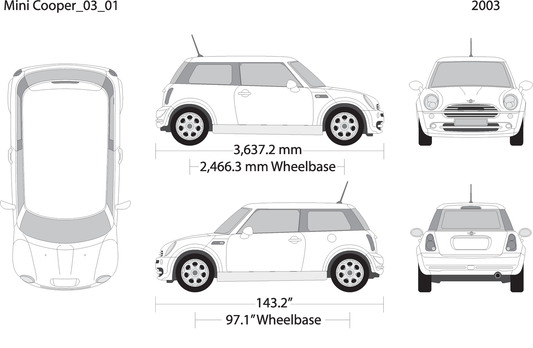 2003 Mini Cooper Mini Hardtop V01 Vehicle Wrap Template