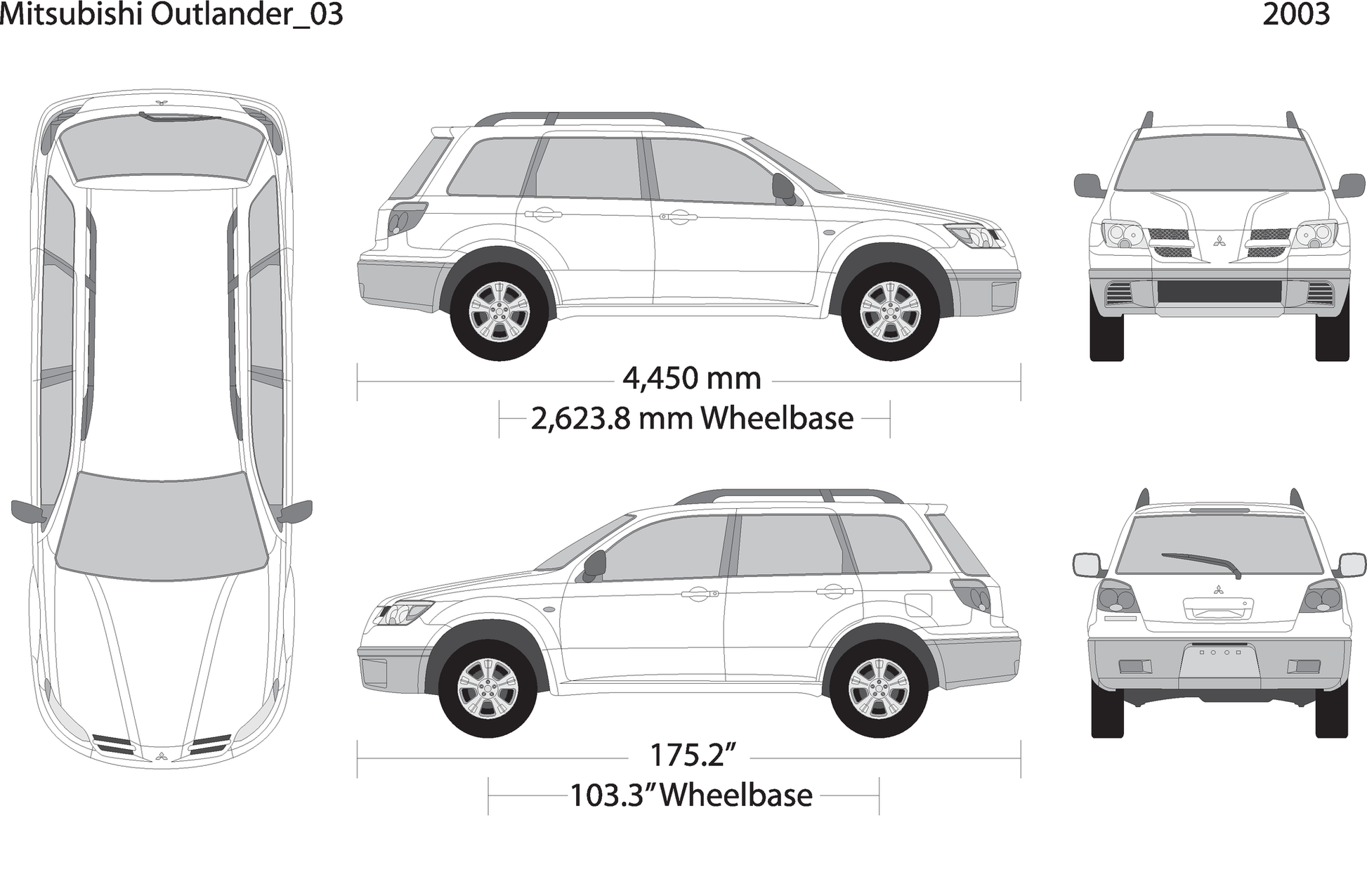 2003 Mitsubishi Outlander V03 Vehicle Wrap Template