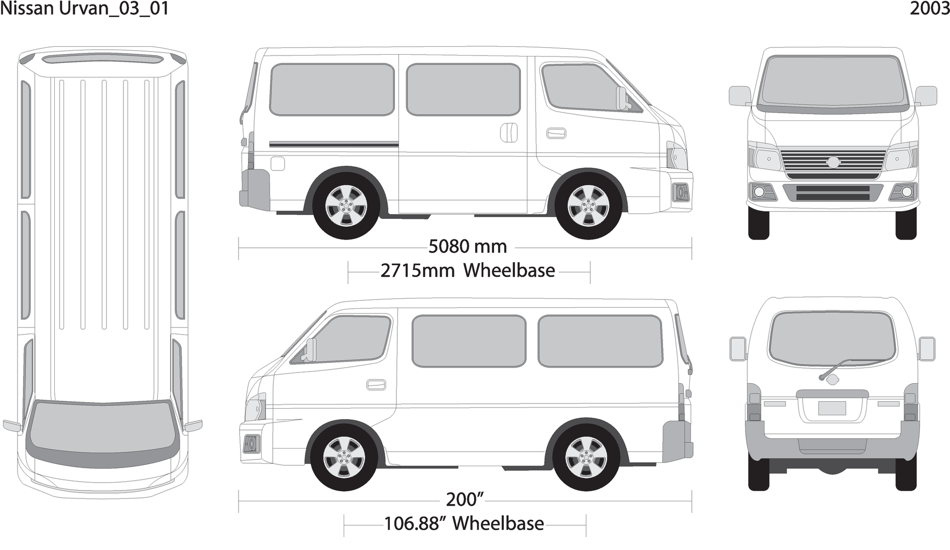 2003 Nissan Urvan V01 Vehicle Wrap Template