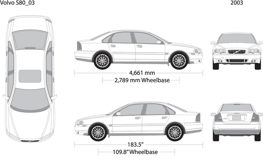 2003 Volvo Volvo S80 V03 Vehicle Wrap Template