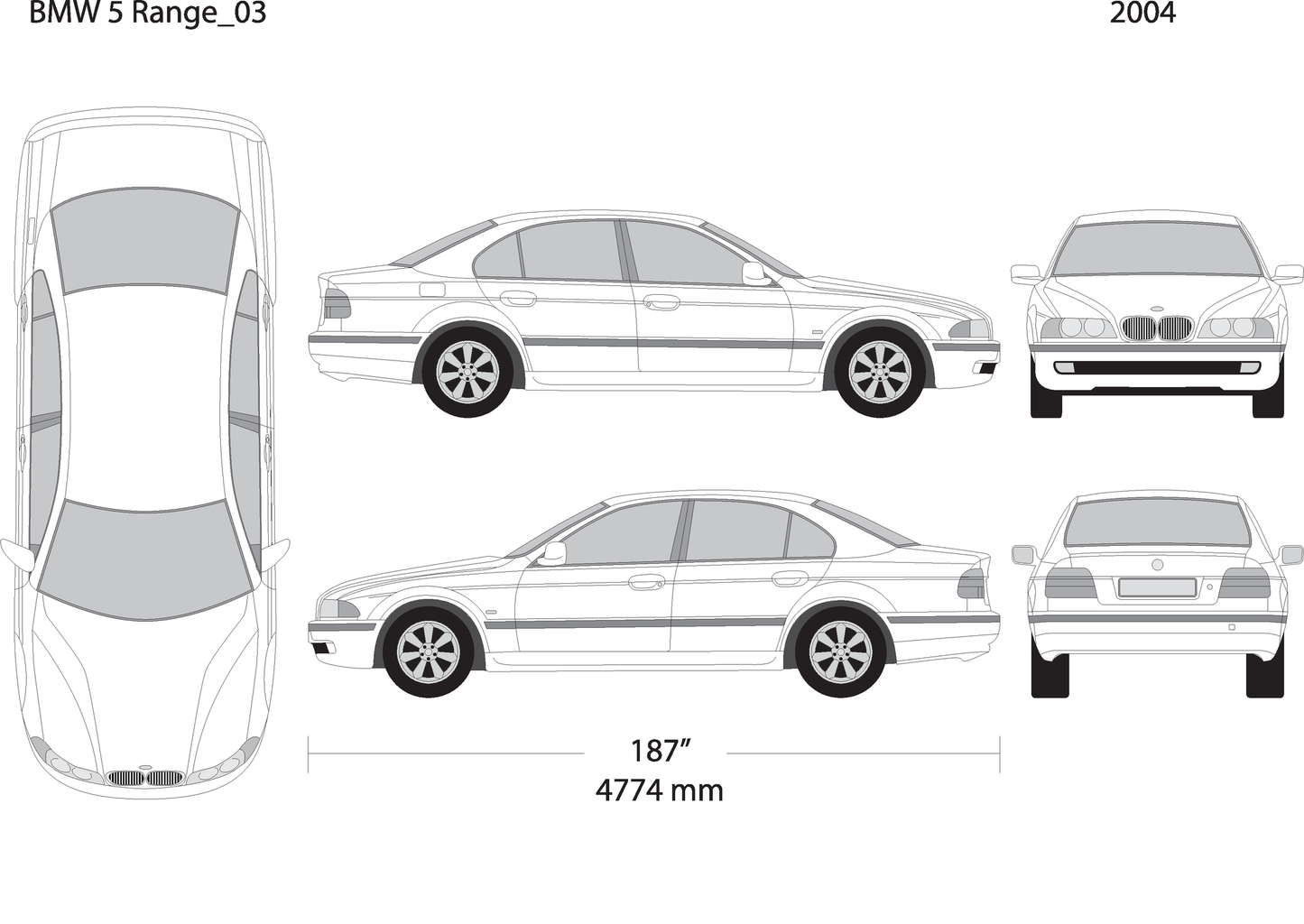 2004 Bmw 5 V03 Vehicle Wrap Template