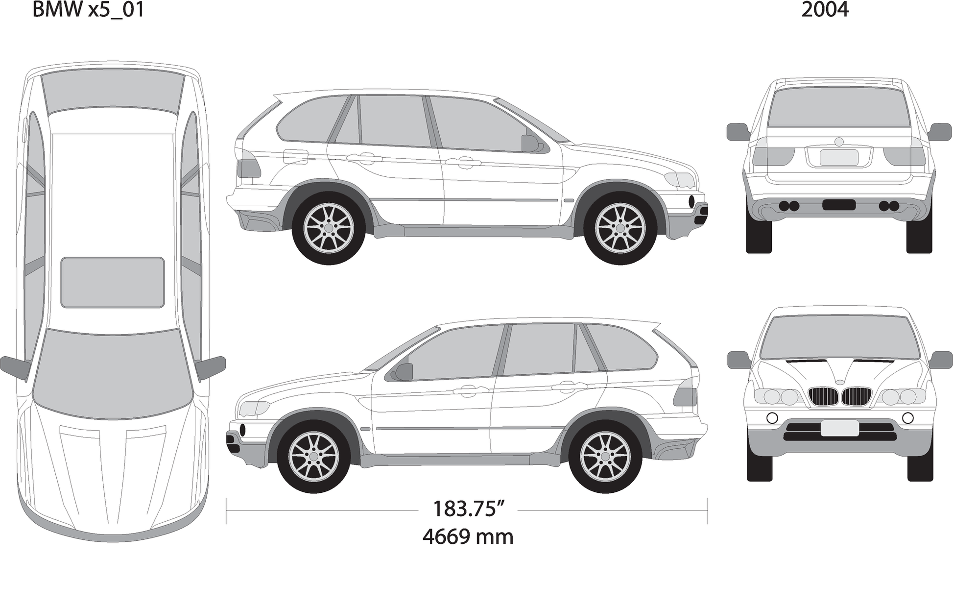 2004 Bmw X5 V01 Vehicle Wrap Template