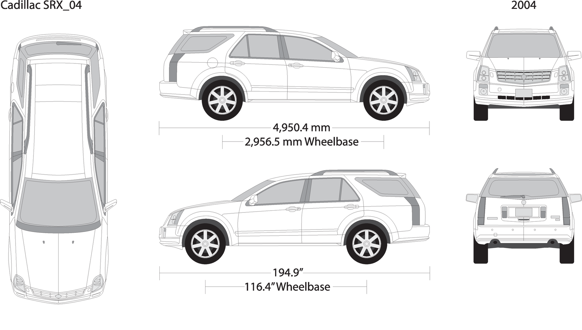 2004 Cadillac Srx V04 Vehicle Wrap Template