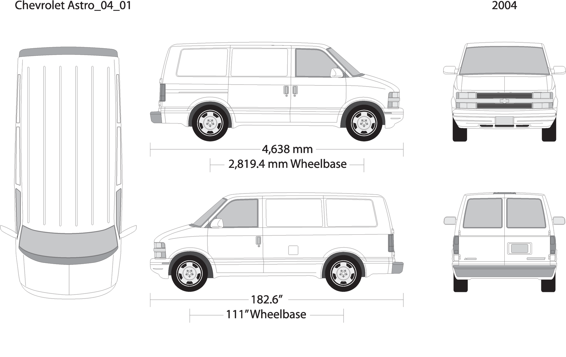 2004 Chevy Astro V01 Vehicle Wrap Template