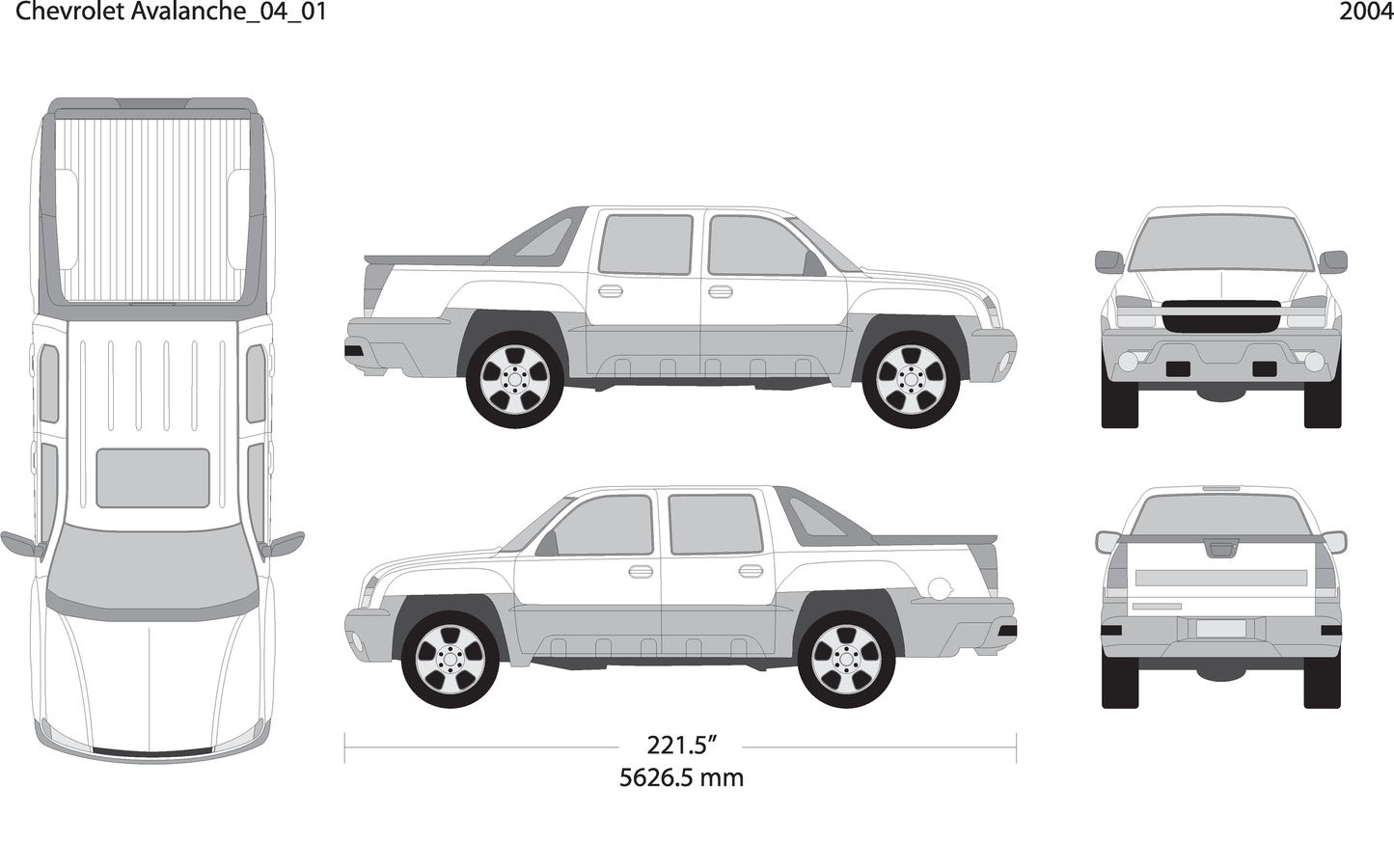 2004 Chevy Avalanche V01 Vehicle Wrap Template