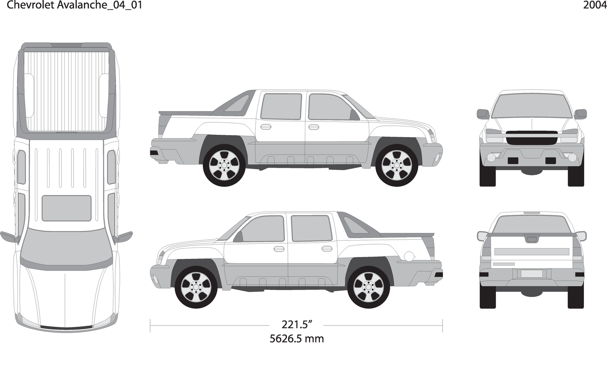 2004 Chevy Avalanche V01 Vehicle Wrap Template