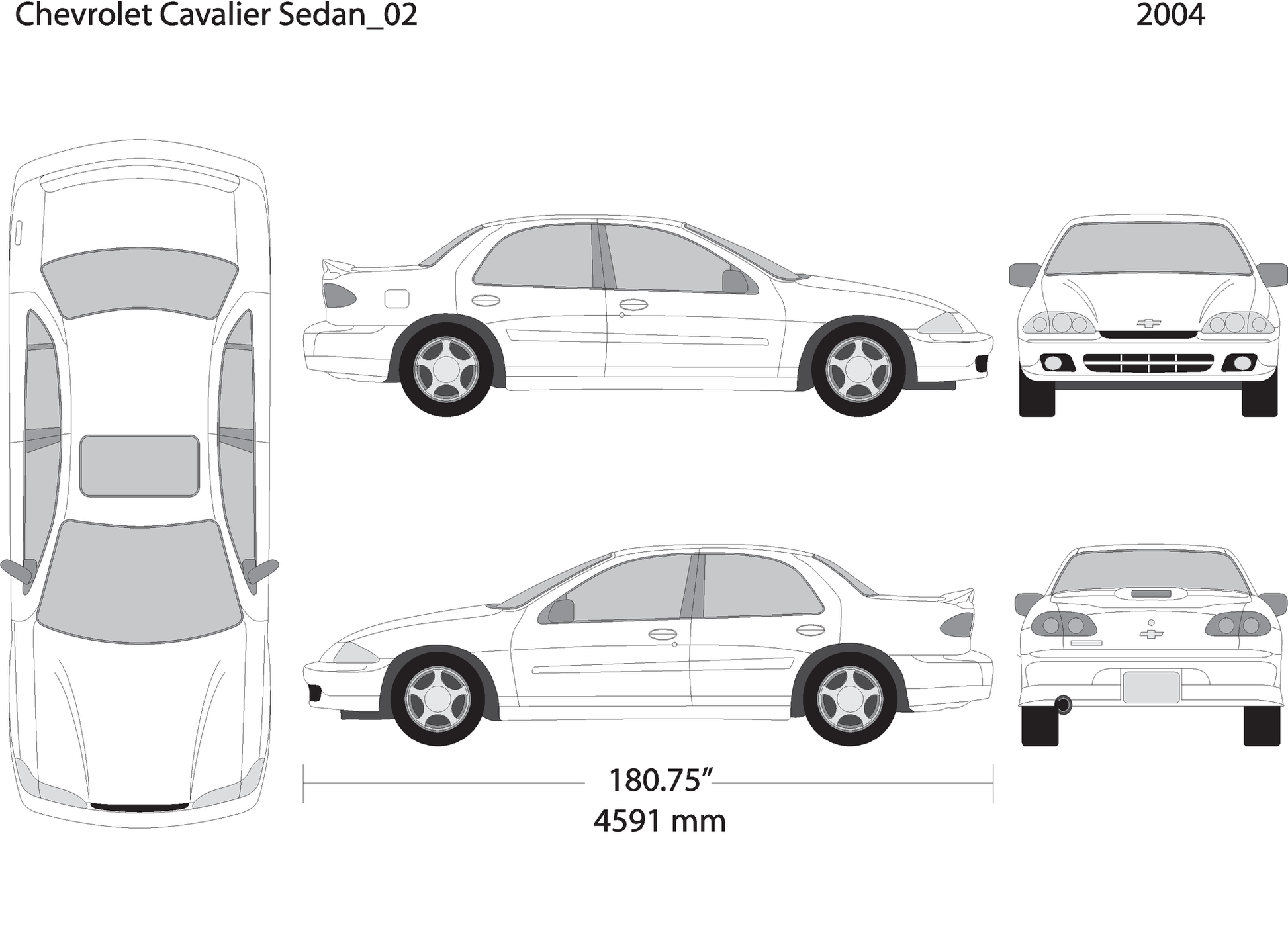 2004 Chevy Cavalier V02 Vehicle Wrap Template