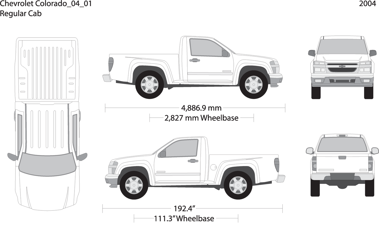 2004 Chevy Colorado V01 Vehicle Wrap Template