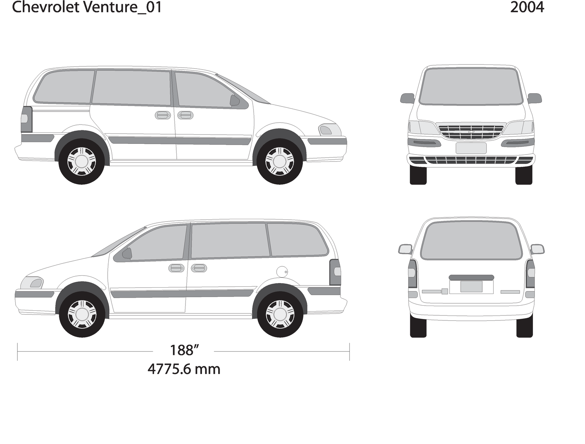 2004 Chevy Venture V01 Vehicle Wrap Template