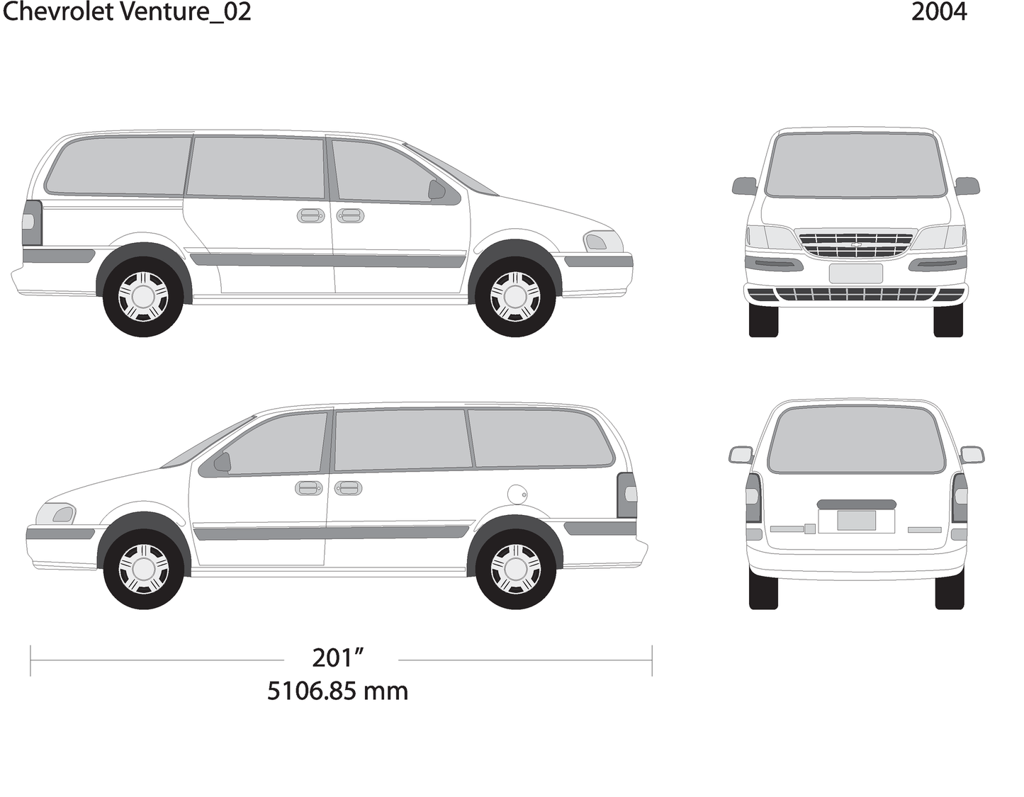 2004 Chevy Venture V02 Vehicle Wrap Template