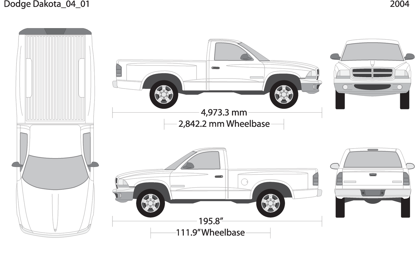 2004 Dodge Dakota V01 Vehicle Wrap Template