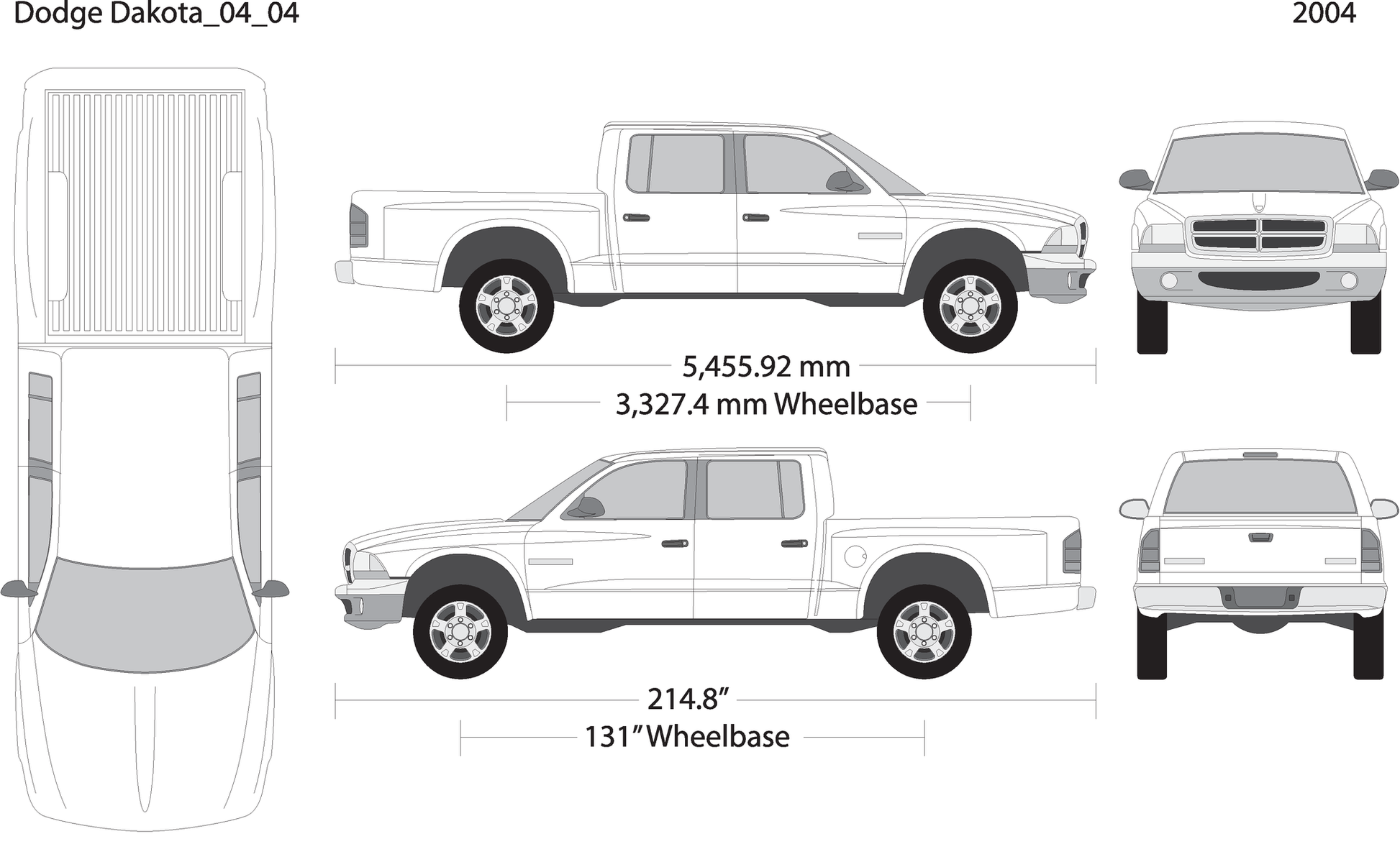 2004 Dodge Dakota V04 Vehicle Wrap Template