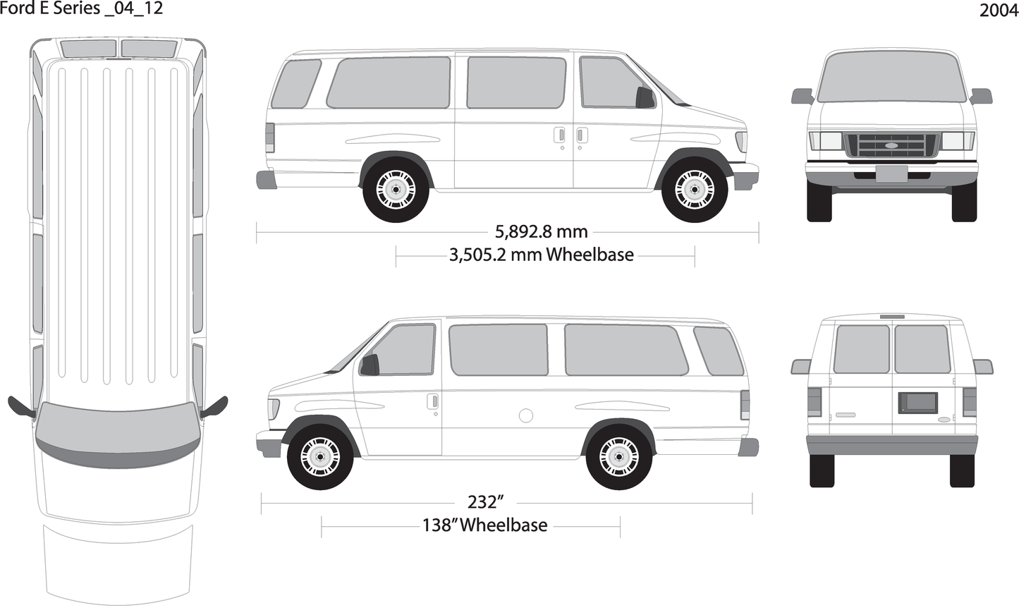 2004 Ford E Series V12 Vehicle Wrap Template