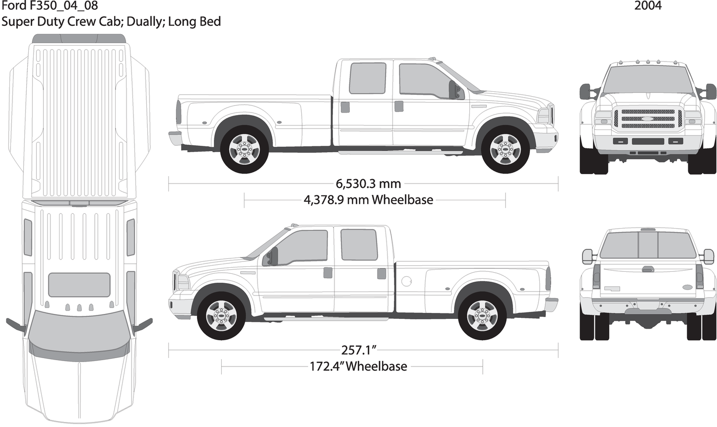 2004 Ford F 350 V08 Vehicle Wrap Template
