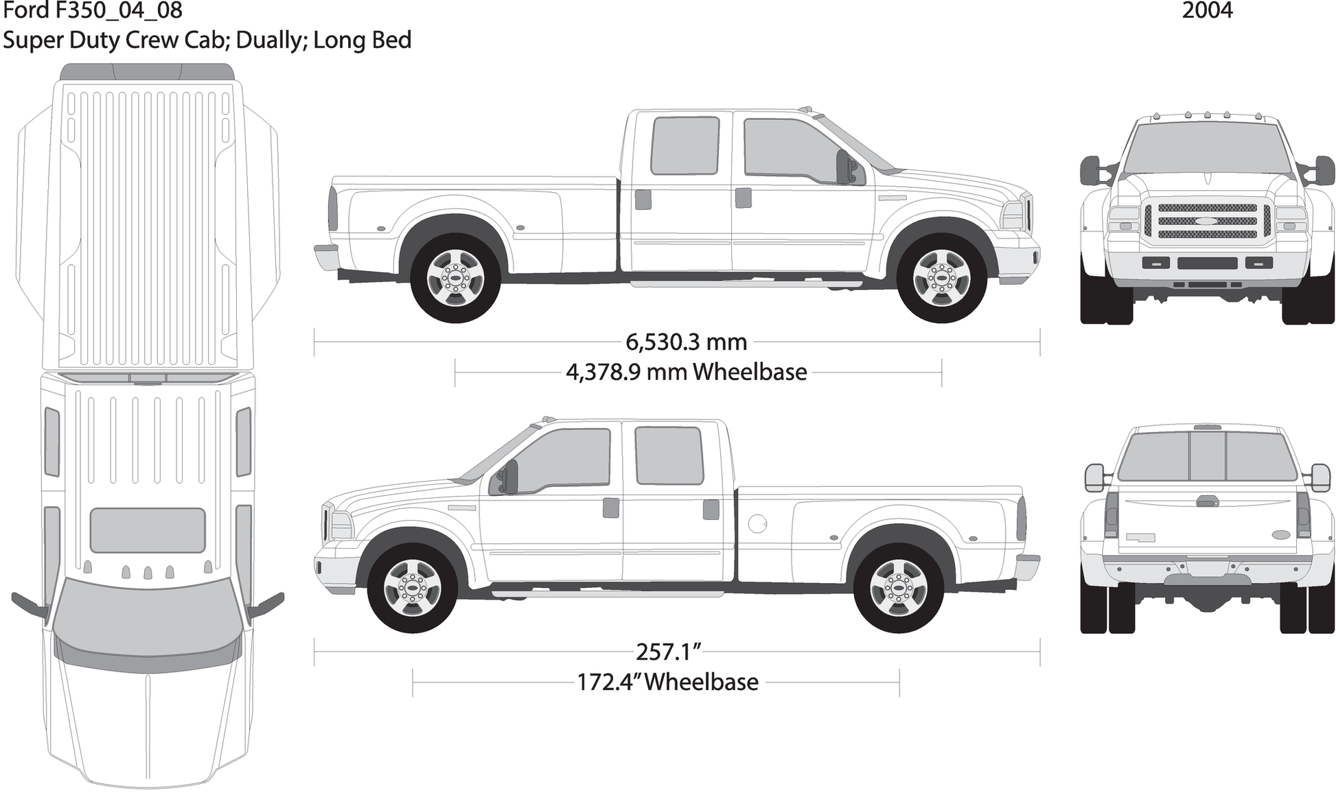 2004 Ford F 350 V08 Vehicle Wrap Template