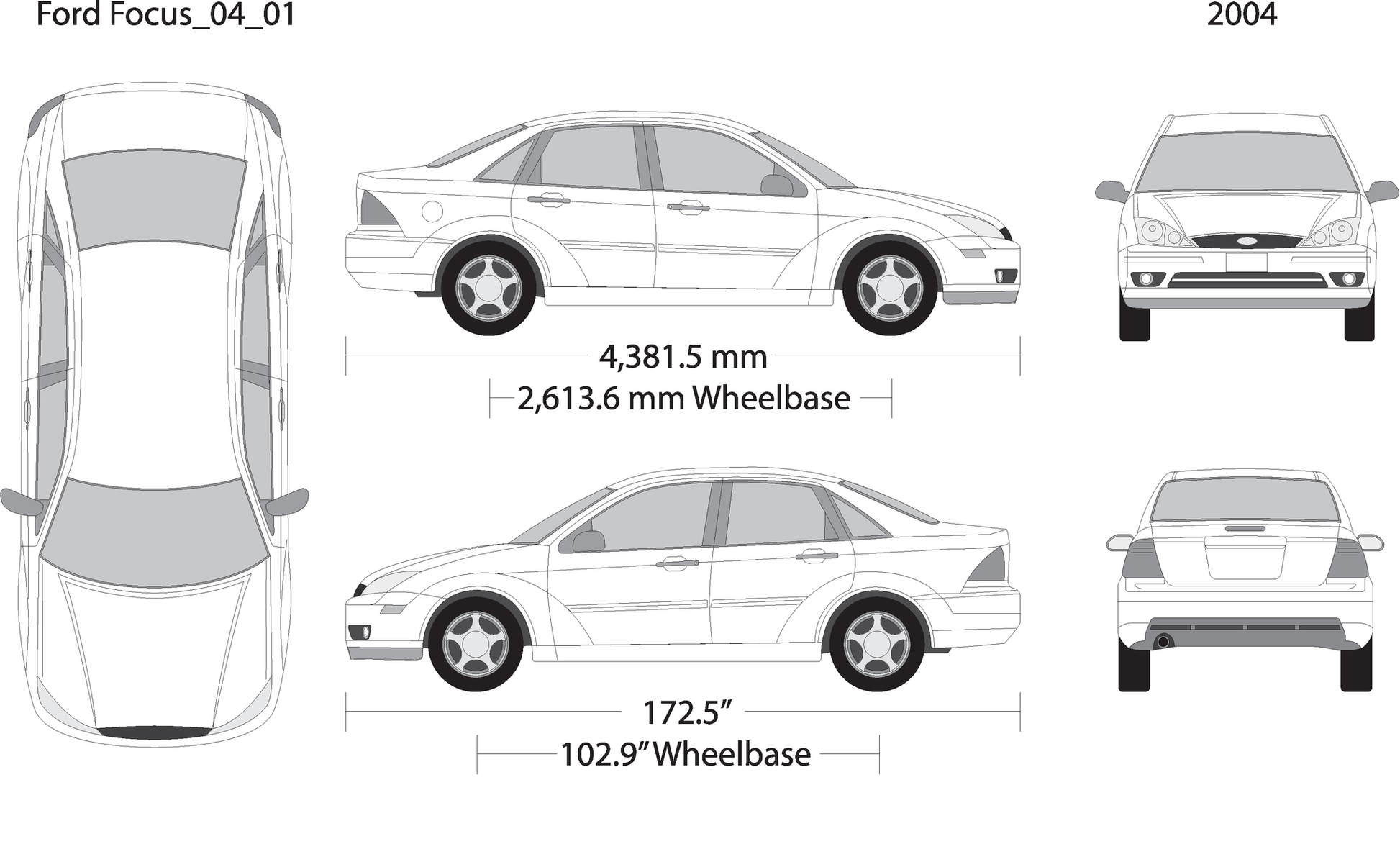 2004 Ford Focus V01 Vehicle Wrap Template
