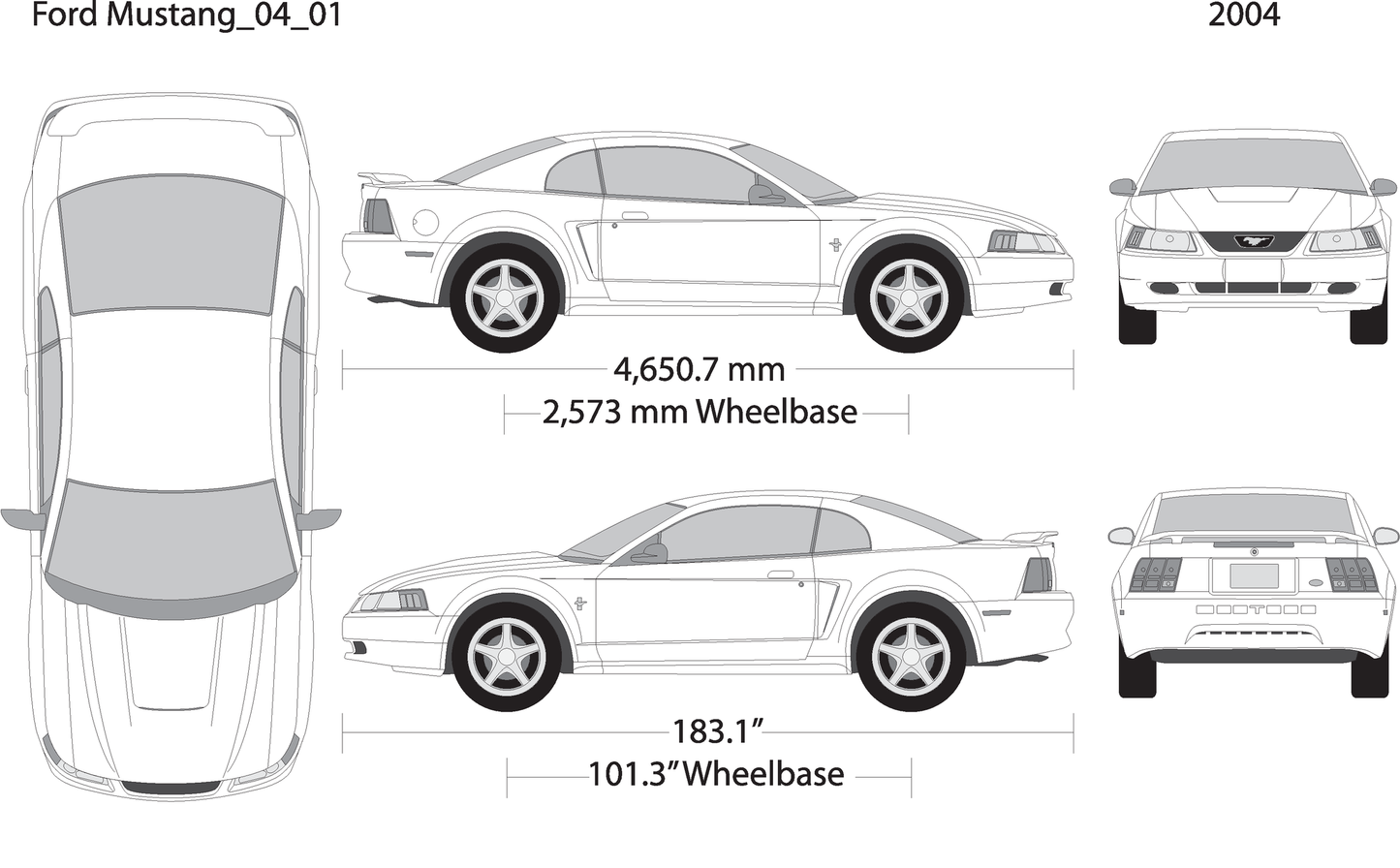 2004 Ford Mustang V01 Vehicle Wrap Template