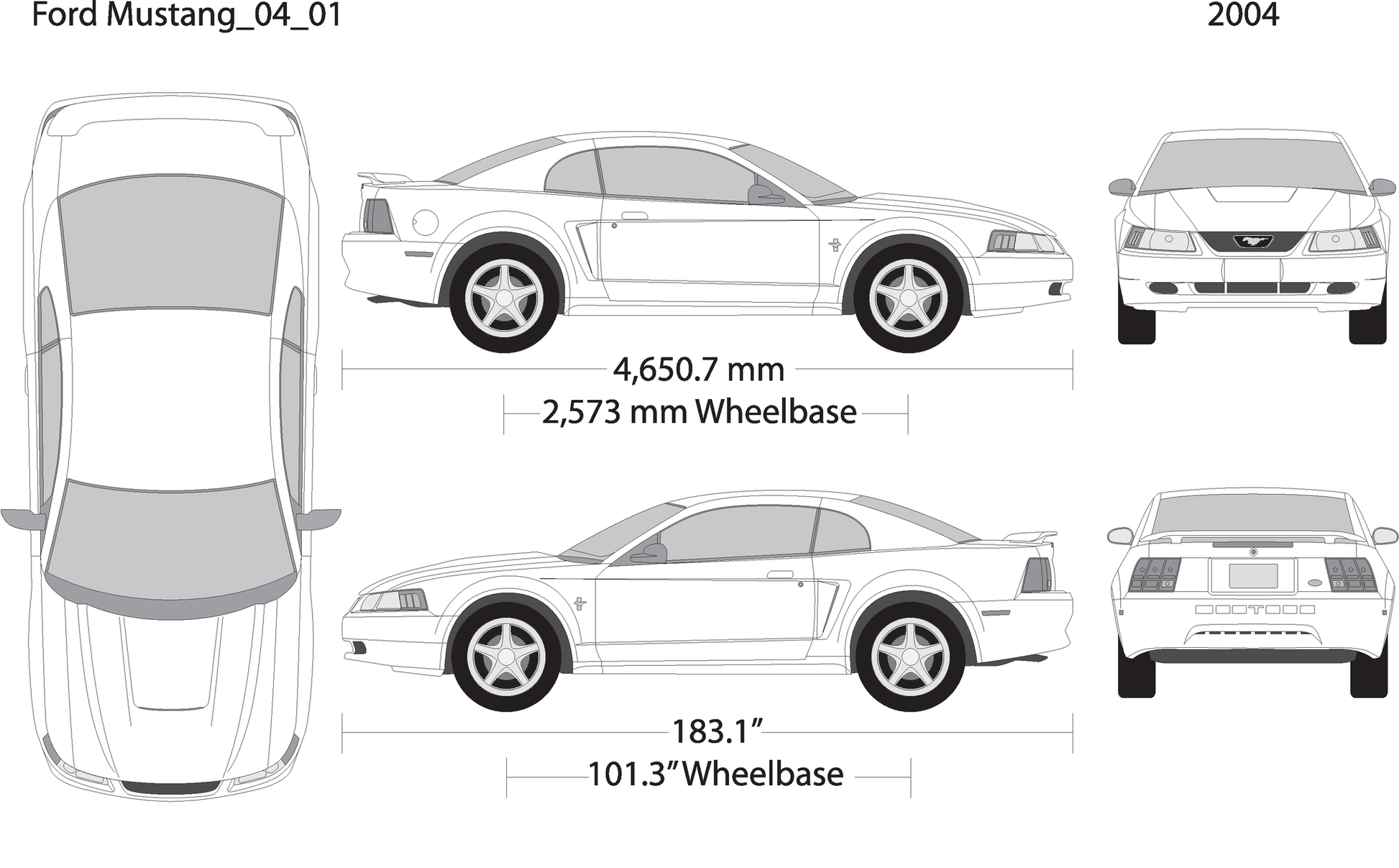 2004 Ford Mustang V01 Vehicle Wrap Template