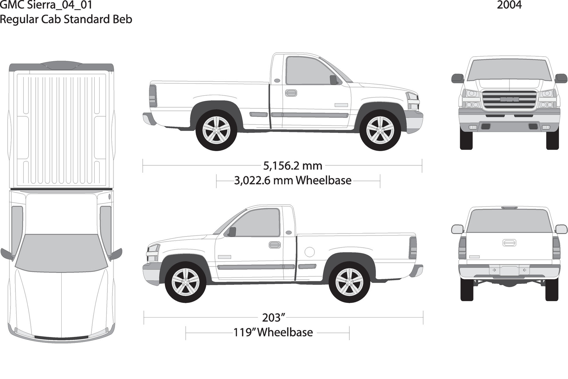 2004 Gmc Sierra 1500 V01 Vehicle Wrap Template