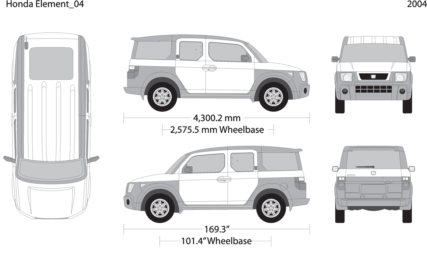 2004 Honda Element V04 Vehicle Wrap Template