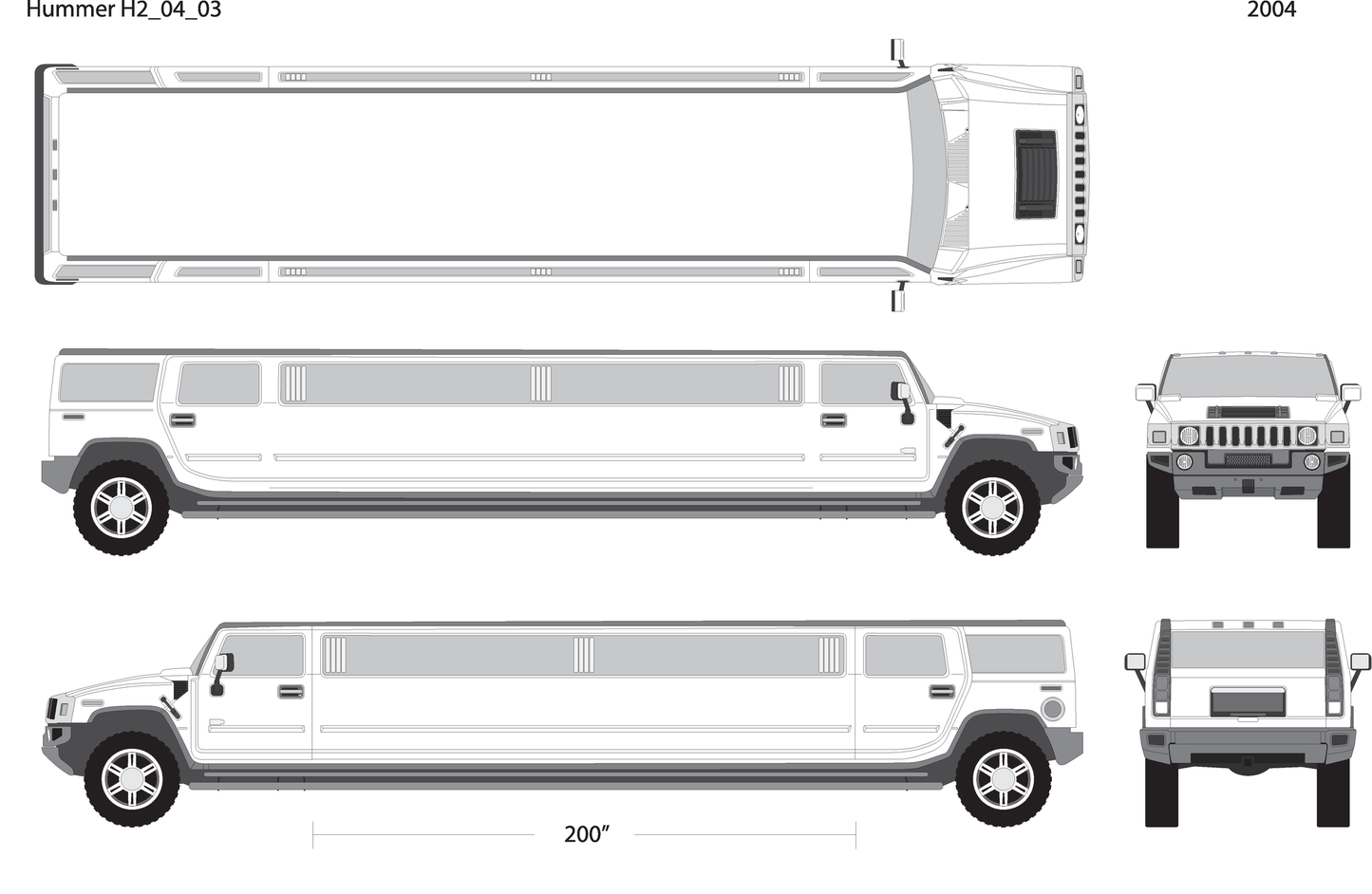 2004 Hummer Hummer Limos H2 Limo V03 Vehicle Wrap Template