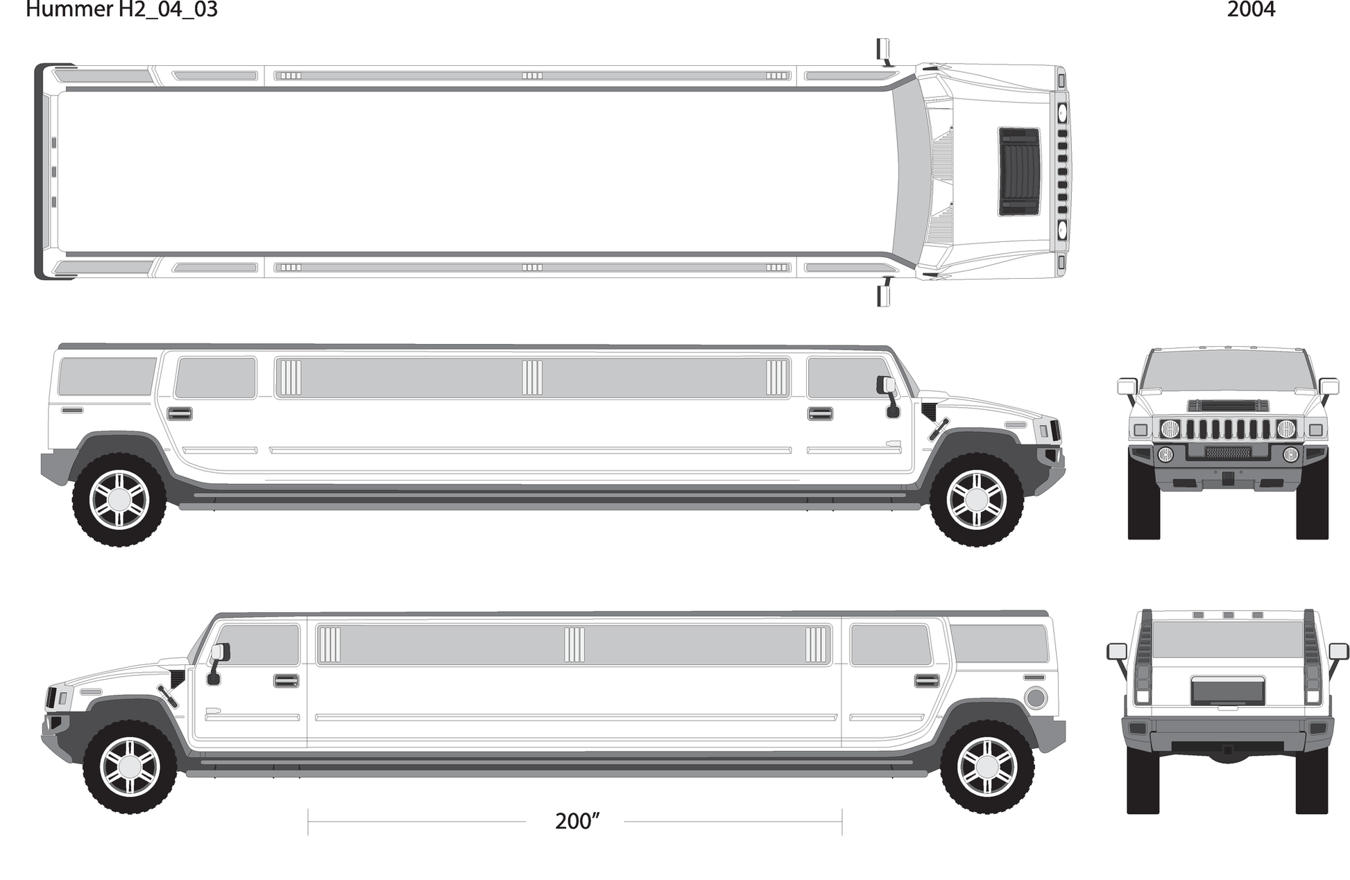 2004 Hummer Hummer Limos H2 Limo V03 Vehicle Wrap Template