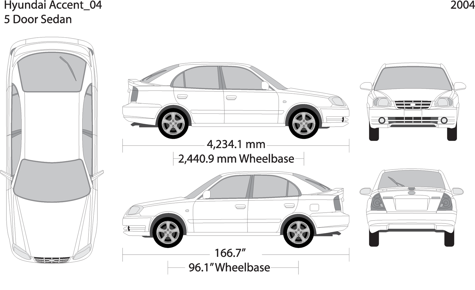 2004 Hyundai Accent Sedan V04 Vehicle Wrap Template