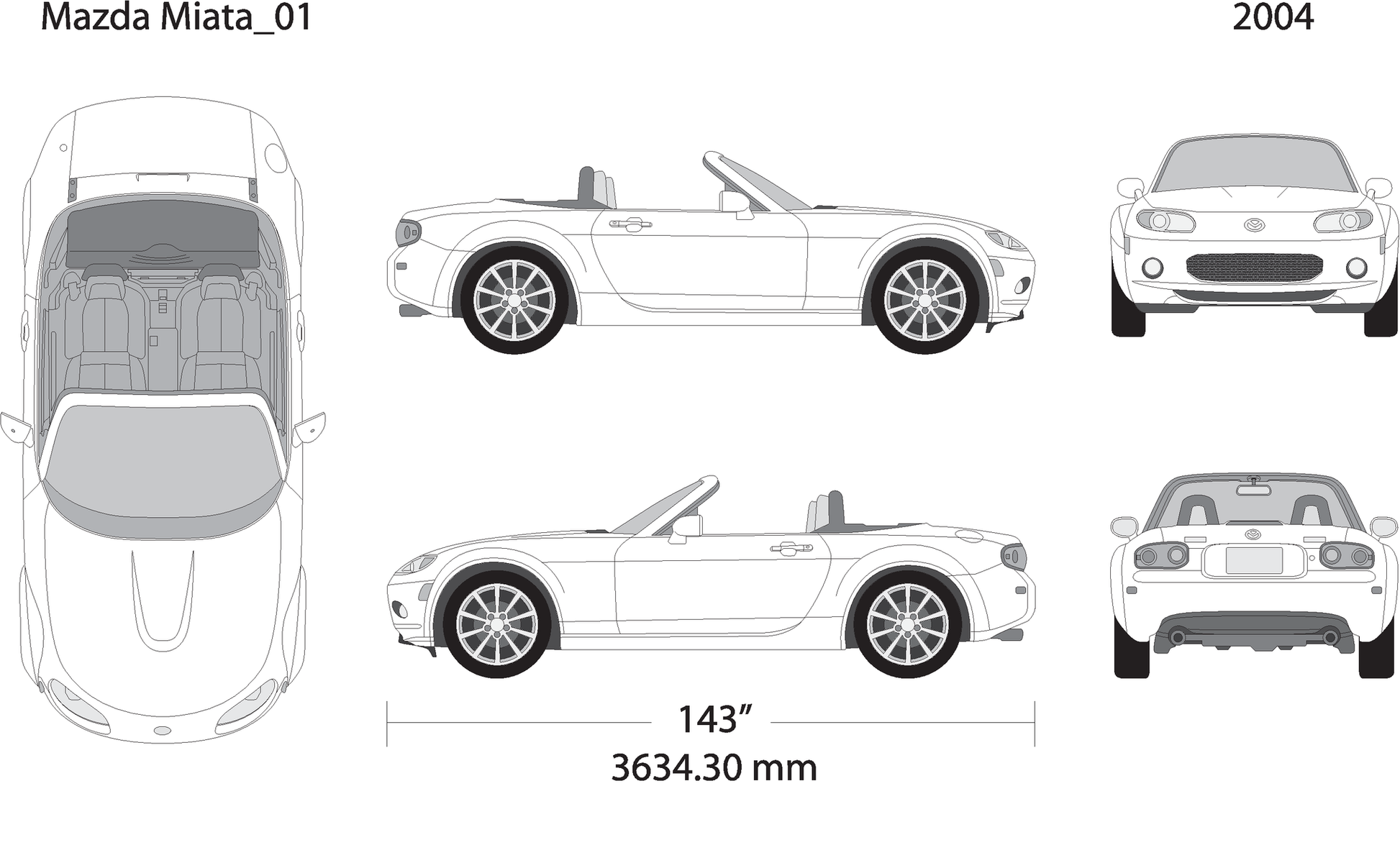 2004 Mazda Miata V01 Vehicle Wrap Template