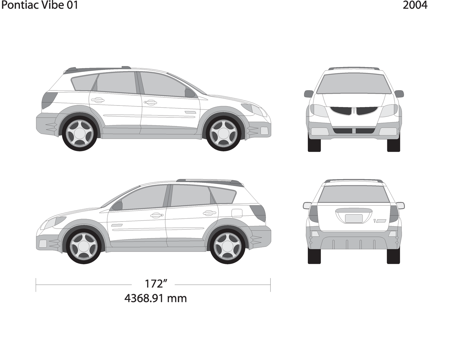 2004 Pontiac Vibe V01 Vehicle Wrap Template