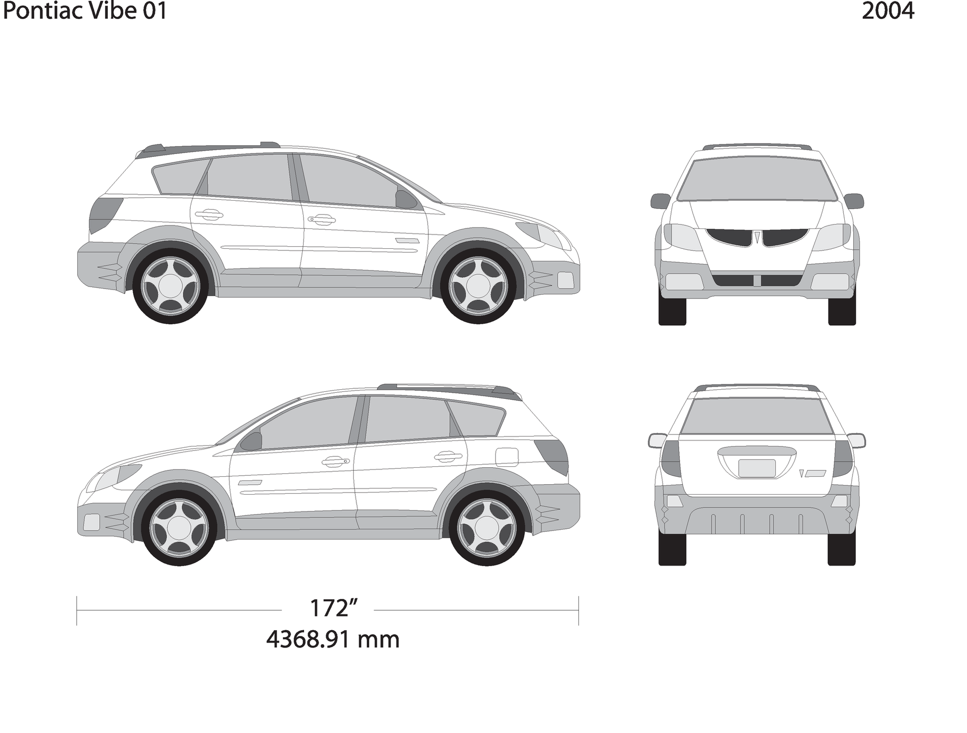 2004 Pontiac Vibe V01 Vehicle Wrap Template