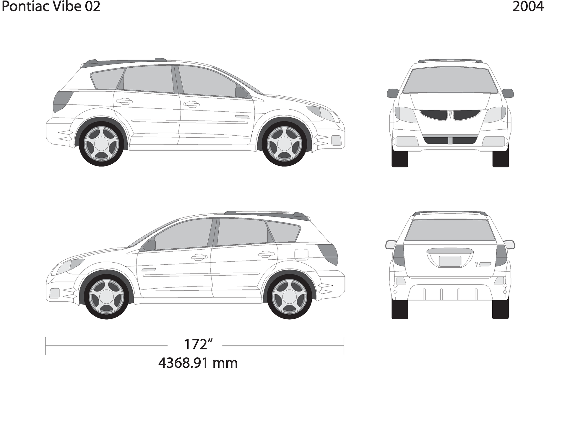 2004 Pontiac Vibe V02 Vehicle Wrap Template
