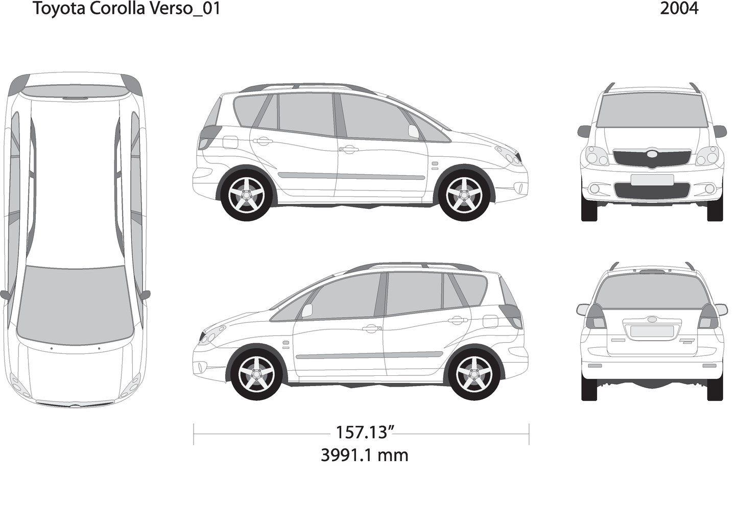 2004 Toyota Corolla Verso V01 Vehicle Wrap Template