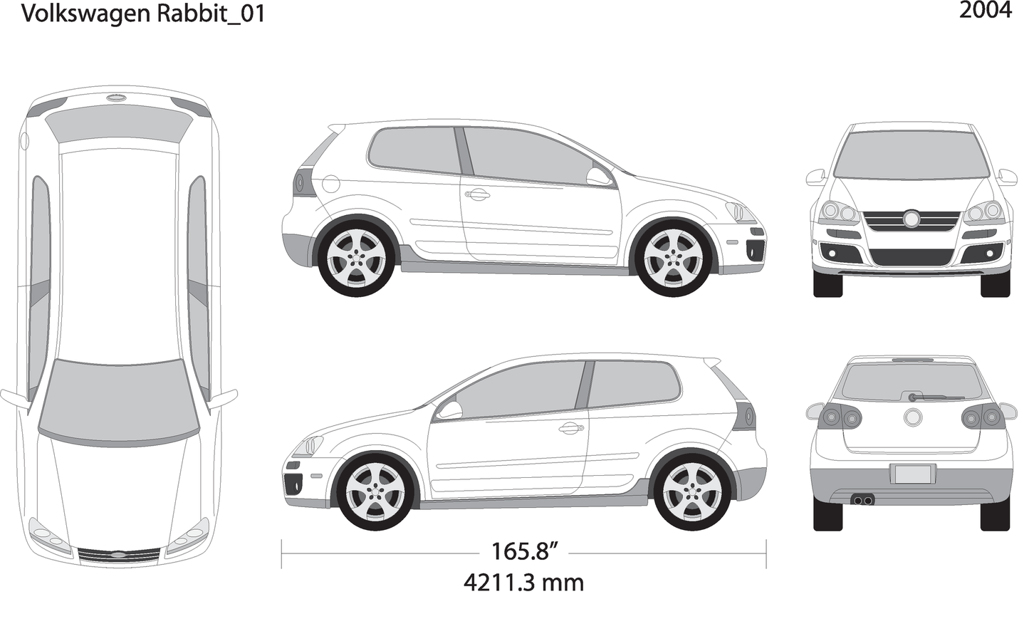 2004 Volkswagen Rabbit V01 Vehicle Wrap Template