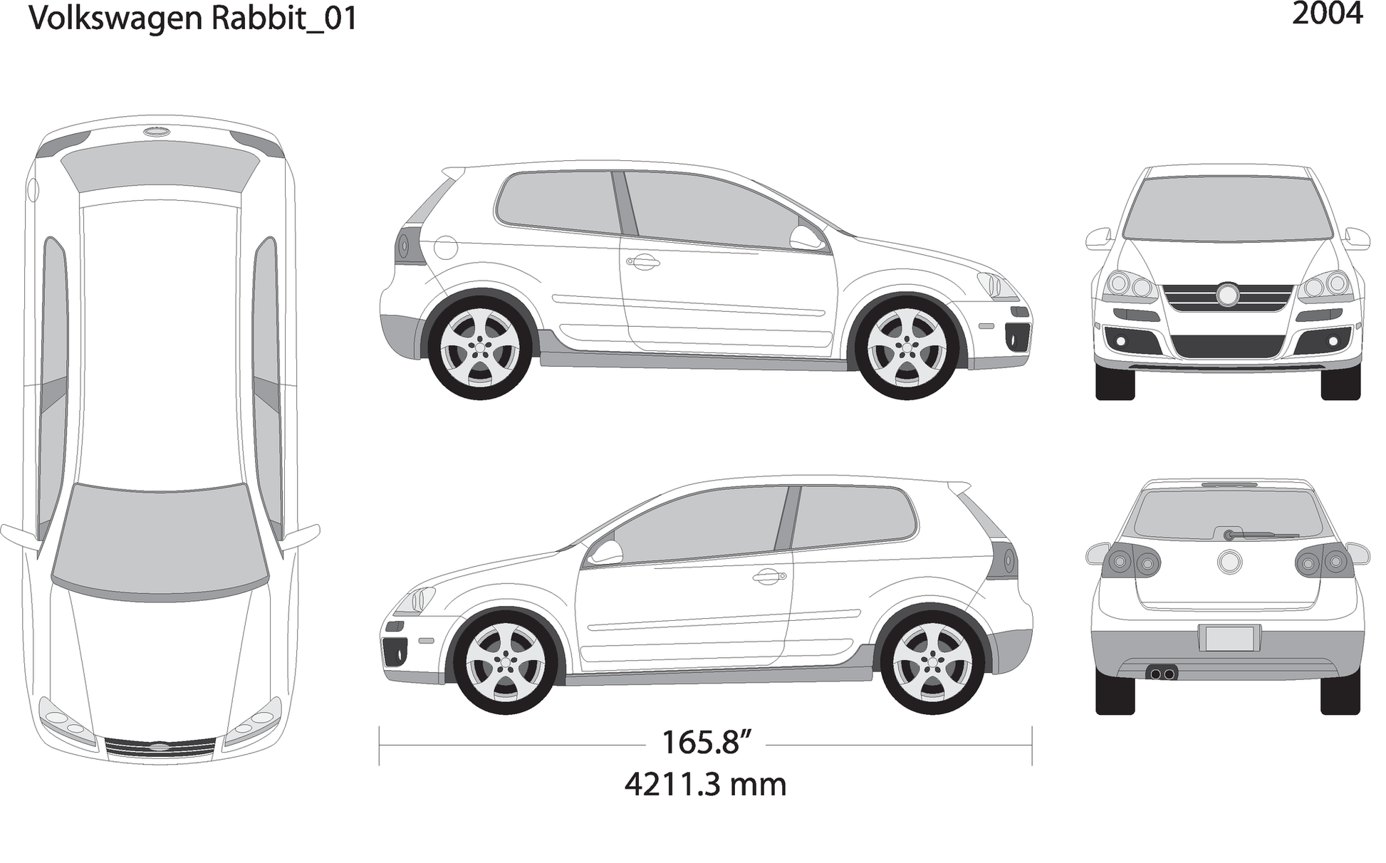 2004 Volkswagen Rabbit V01 Vehicle Wrap Template