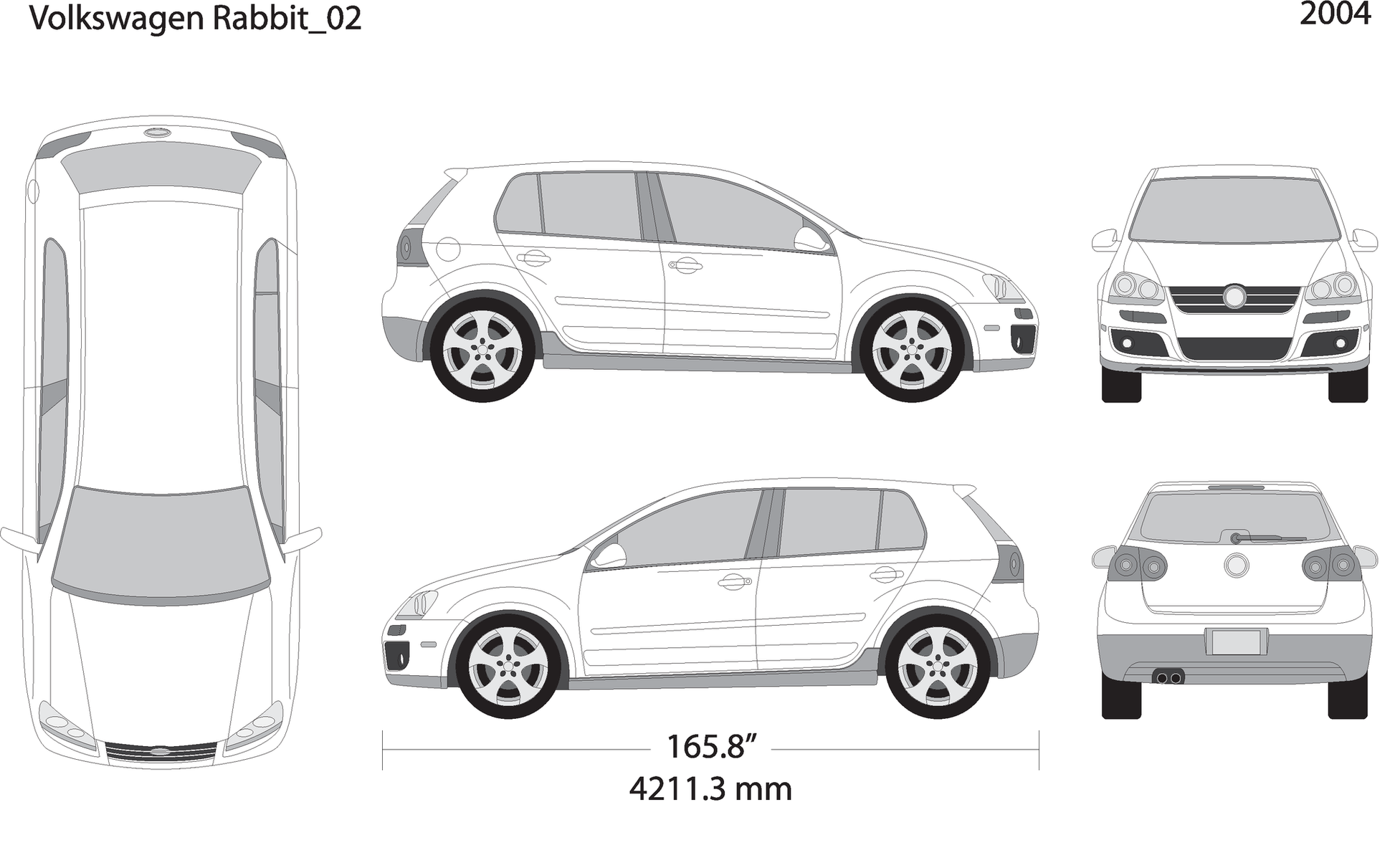 2004 Volkswagen Rabbit V02 Vehicle Wrap Template
