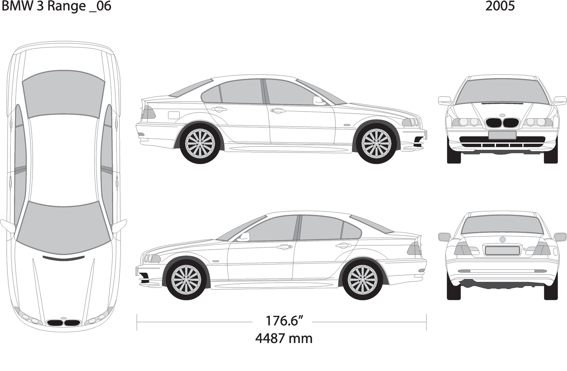 2005 Bmw 3 V06 Vehicle Wrap Template
